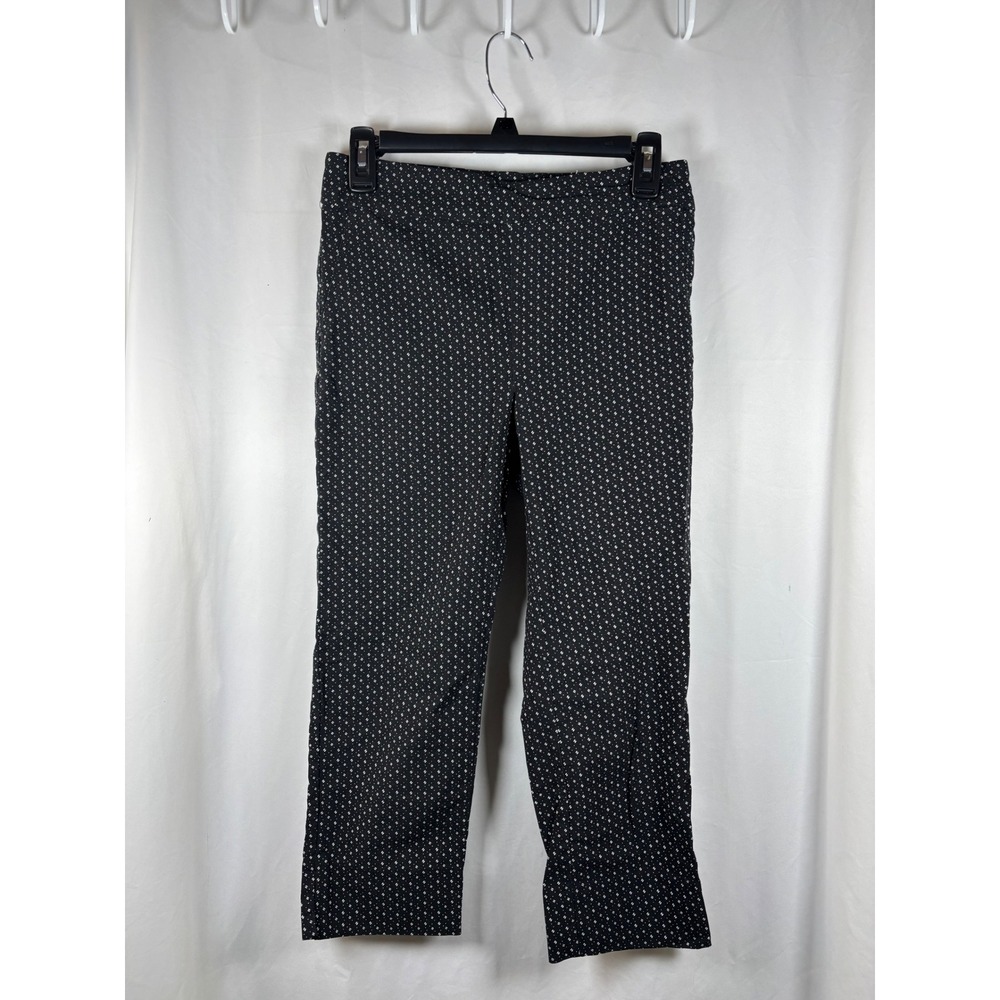 Jasmine & Juliana Womens Black White Geometric‎ Print Cropped Pull On Pants  6